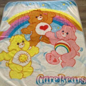 VTG Care Bear 2003 Fleece Blanket, Bed Spread; Bedtime Wish & Funshine; Iconic